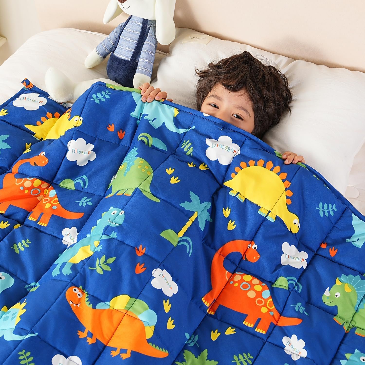 Sivio Weighted Blanket for Sleep, 3lbs, 36 x 48 inches, Blue Dinosaur | Cooling, Soft and Breathable; Machine Washable; Small Heavy Throw for Calm Sleeping for Home and School