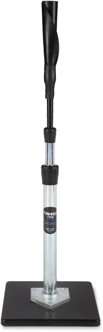 Tanner Tee The Original Batting Tee – Adjustable Pro Hitting Tee for Baseball & Softball, Steel Shaft, Composite Base, Hand-Rolled Rubber Top, 26″-43″ Height