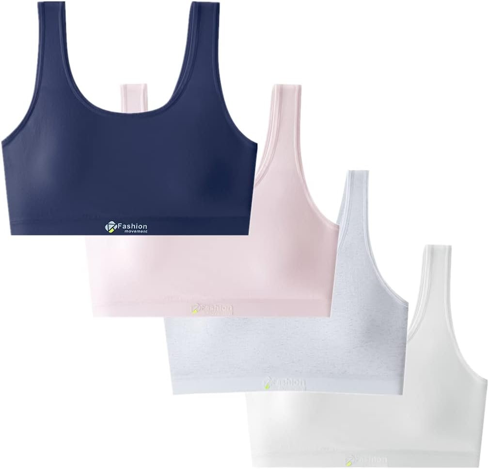 Herepai Big Girls’ Sports Bra with Breathable Pads Teens Cotton Training Bras