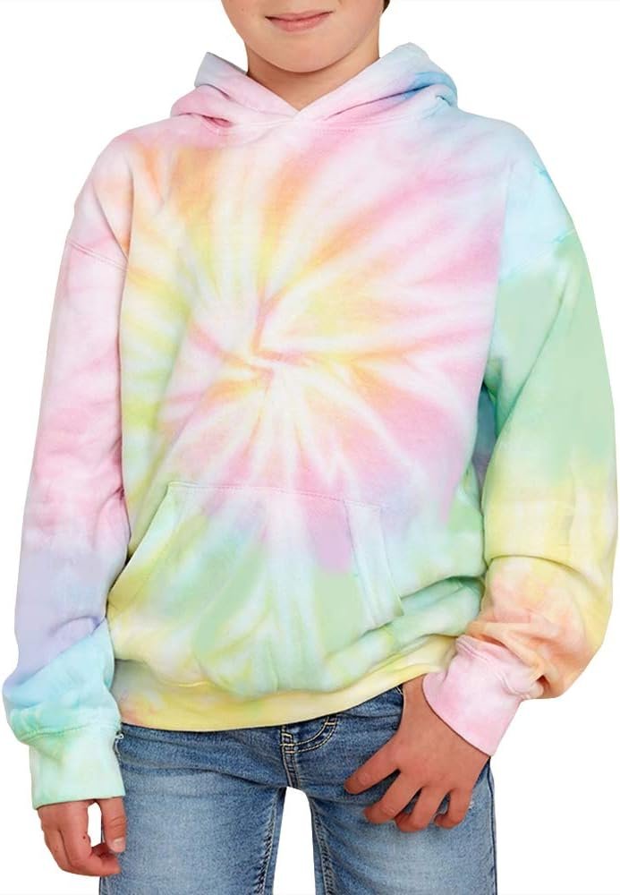 GAMISOTE Unisex Kids Tie Dye Sweatshirt Boys Girls Hooded Pullover Hoodies | Fashion Hooded, Loose Fitting, Kangaroo Pockets, Pullover Hoodies
