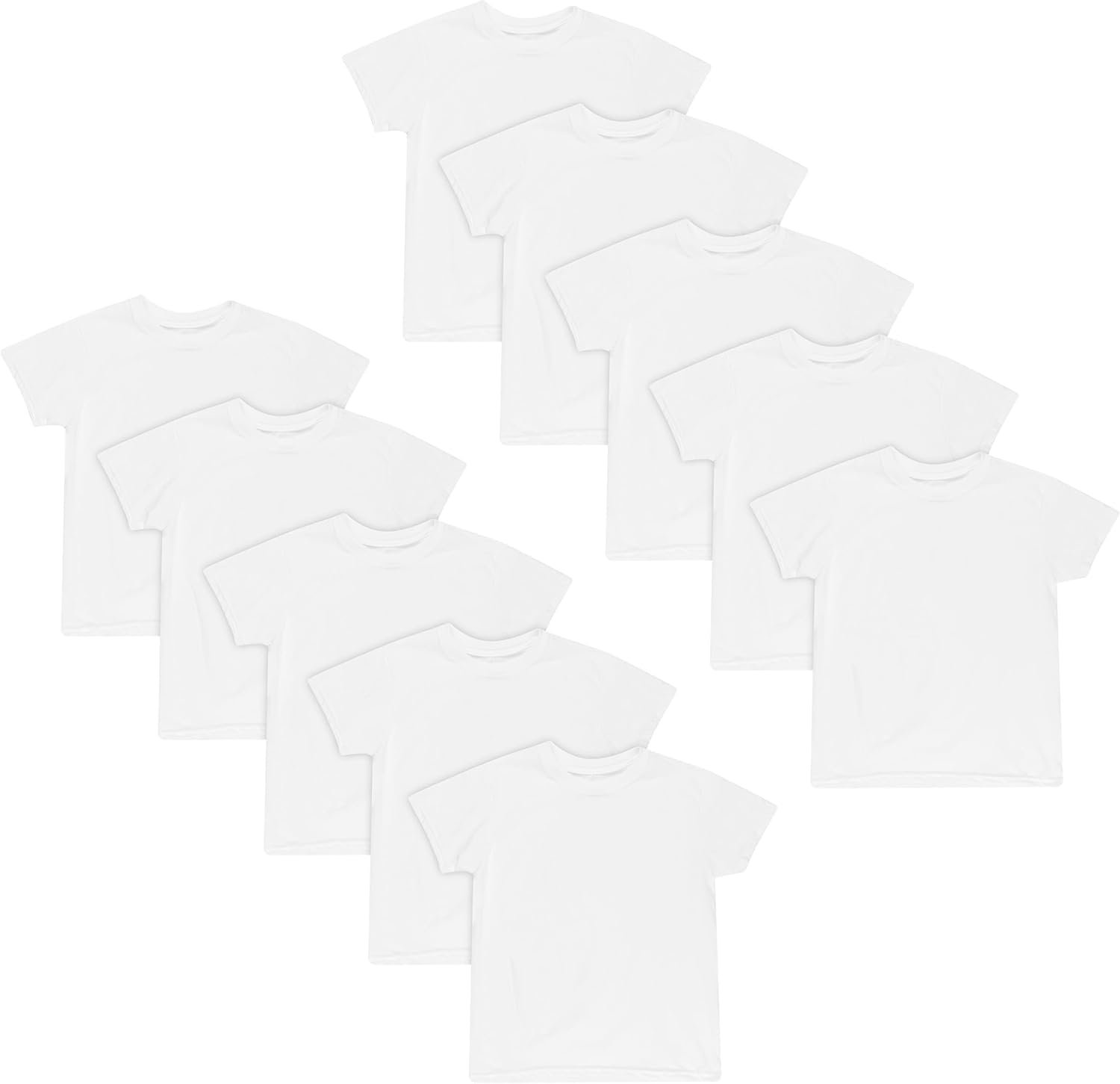 Hanes Boys’ Undershirt, EcoSmart White T-Shirts for Boys, Short Sleeve Shirts, 5 or 10- Pack