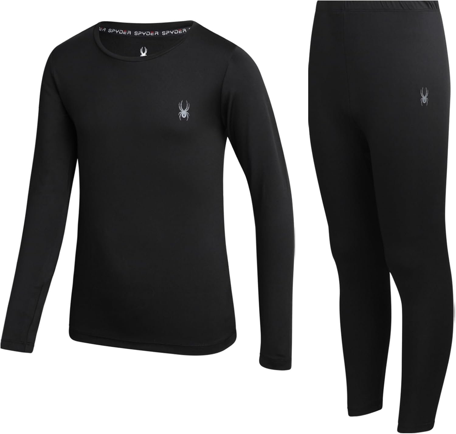 Spyder Kids Thermal Underwear Set – 2-Piece Moisture Wicking Stretch Soft | Soft Stretch Base Layer, Warm Breathable Comfort for Boys and Girls on Cold-Weather Winter Days