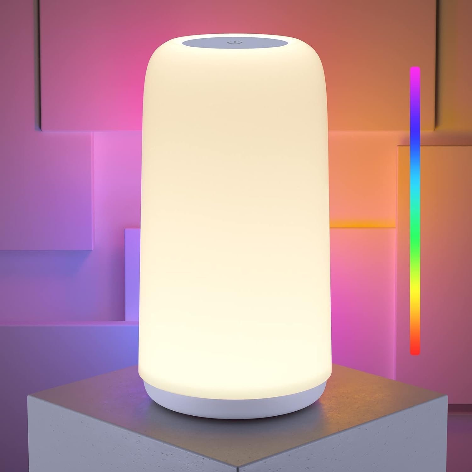Touch Bedside Table LED Lamp, [Sleek Design & RGB Mode] Multi-Color Dimmable with Warm White Lights, Birthday Gifts for Women Mom, Smart Nightstand Small Lamp for Bedroom Living Room Home Decor