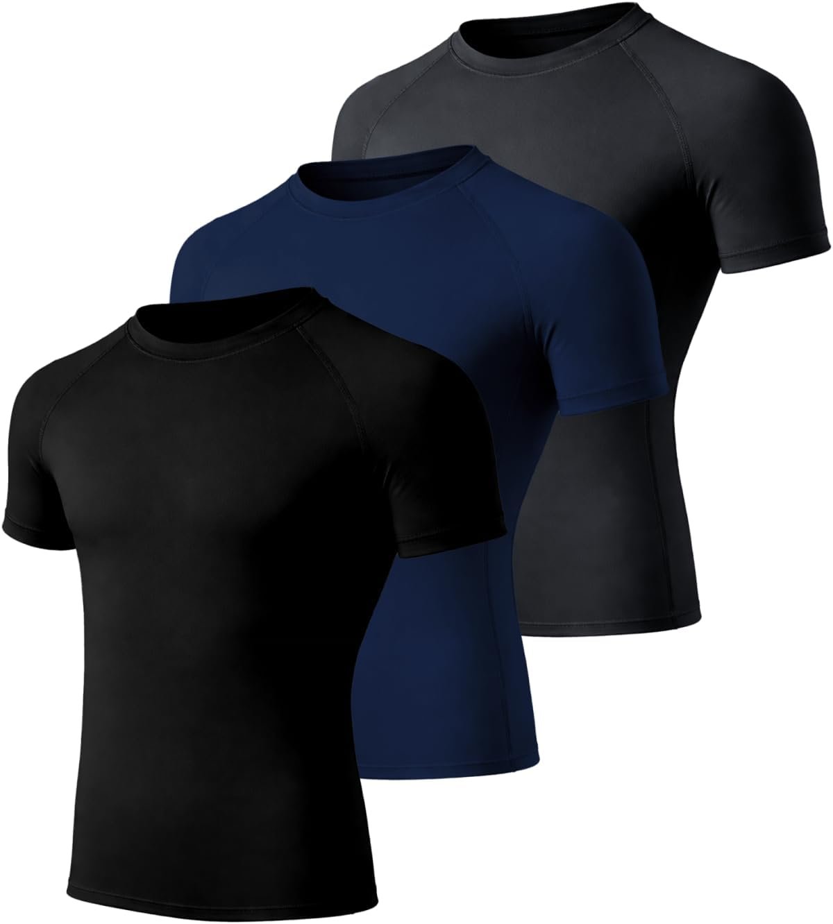 3 Pack Boys’ Quick Dry Compression T-Shirts Short Sleeve, Kids Athletic Sports Base Layer Undershirts