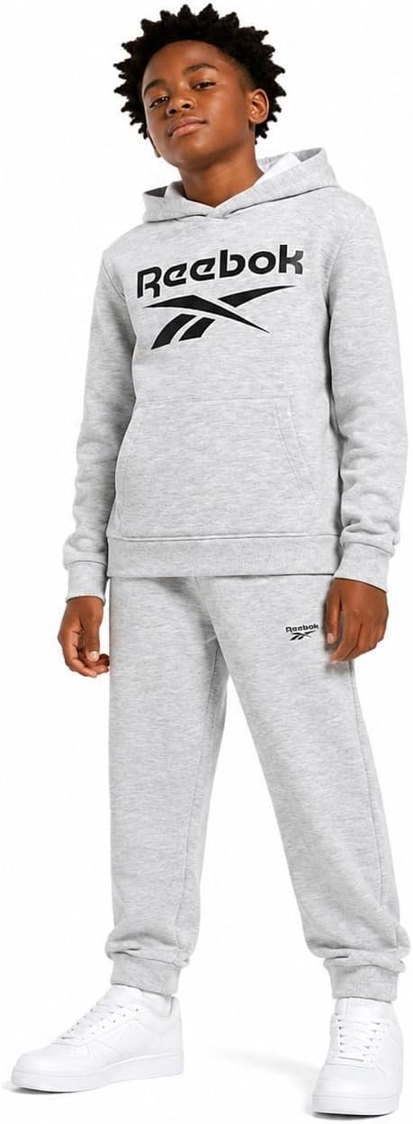 Reebok Boys 2-Piece Fleece Hoodie & Jogger Sweatsuit Set | Soft Everyday Comfort, Casual Coordinated Style for School, Play or Weekend Outings, Effortless Matching Versatility