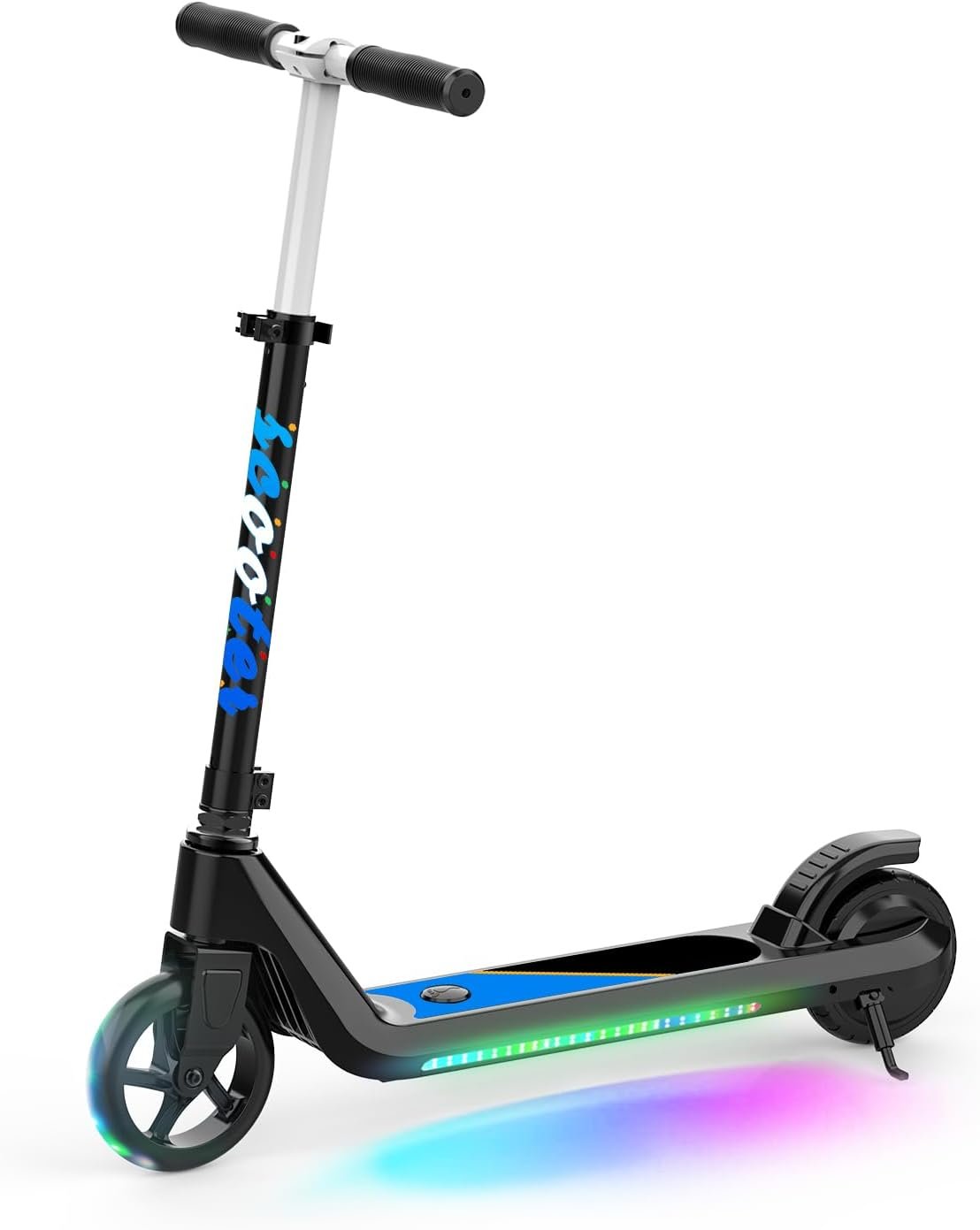 LINGTENG Electric Scooter for Kids Age 6-10, Kick-Start Boost Scooter with Adjustable Speed and Height, Flash Wheel & Deck Lights