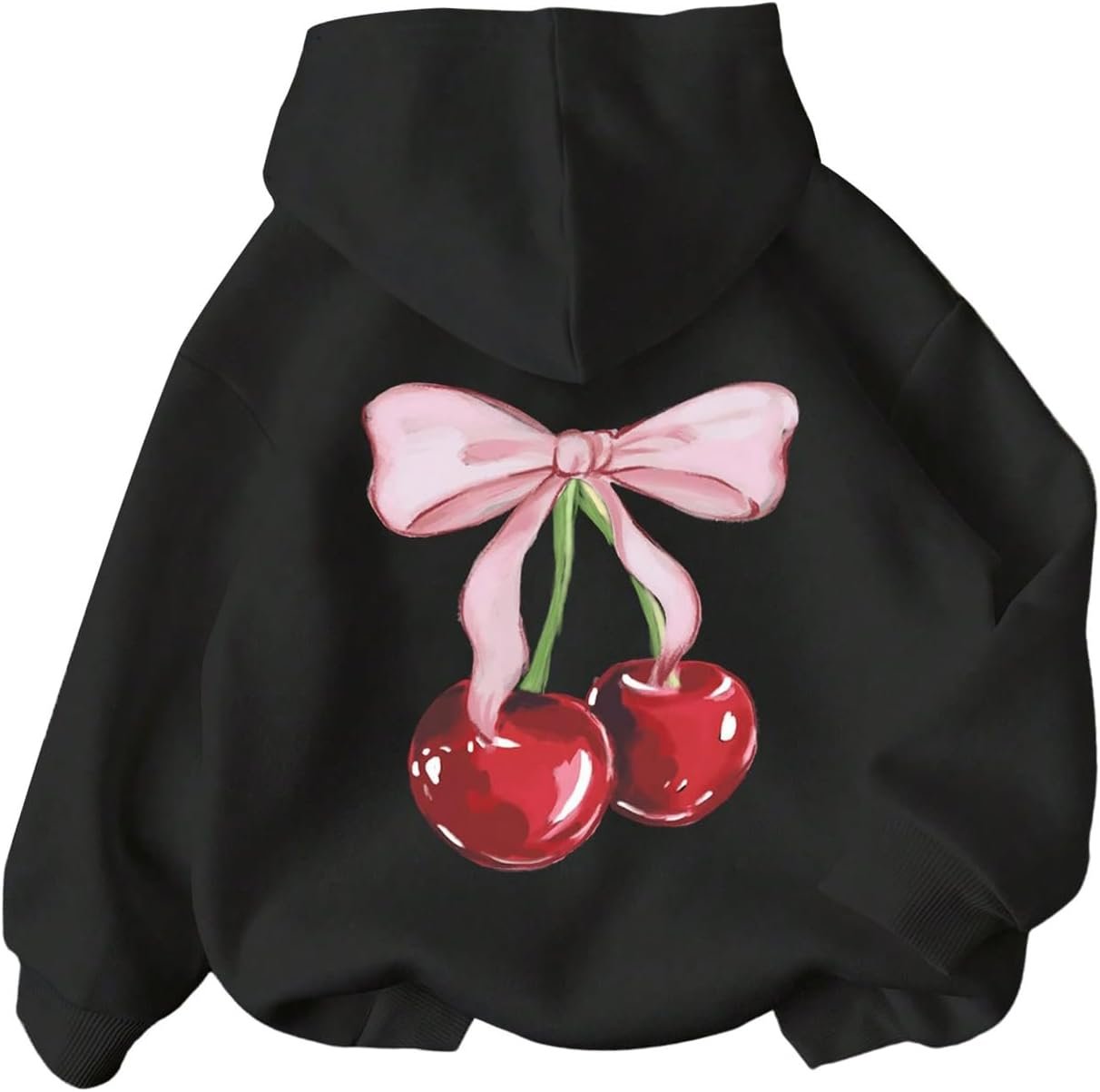 WDIRARA Girl’s Cherry Graphic Hoodie Long Sleeve Hooded Sweatshirt Cute Pullovers Tops