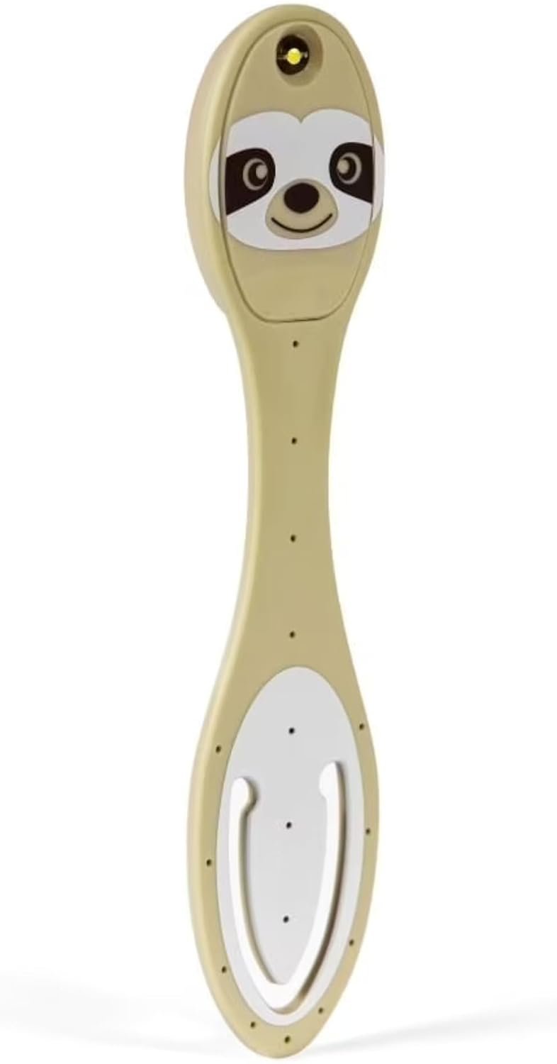 Gifts for Readers & Writers Book Light, Clip On Reading Light for Bed, 2in1 Flexilight & Bookmark, Small & Lightweight with a Soft Glow, 2 Batteries Included, Sloth