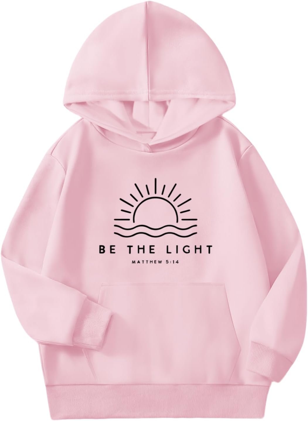 Sulayesh Be The Light Christian Hoodie for Girls Bible Verse Jesus God Religious Faith Sweatshirt Preppy Cute Graphic Top