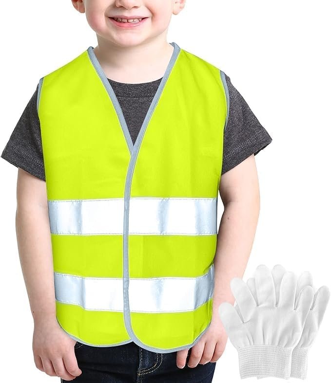 Kids High Visibility Reflective Safety Vest – Neon Yellow Child Safety Vest with Reflective Tape, Ideal for Outdoor Activities, Size Small