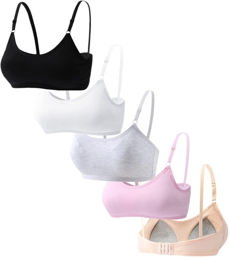 Herepai Big Girls’ Adjustable Training Bra Cotton Bras Wireless Light Padded 10-16 Years
