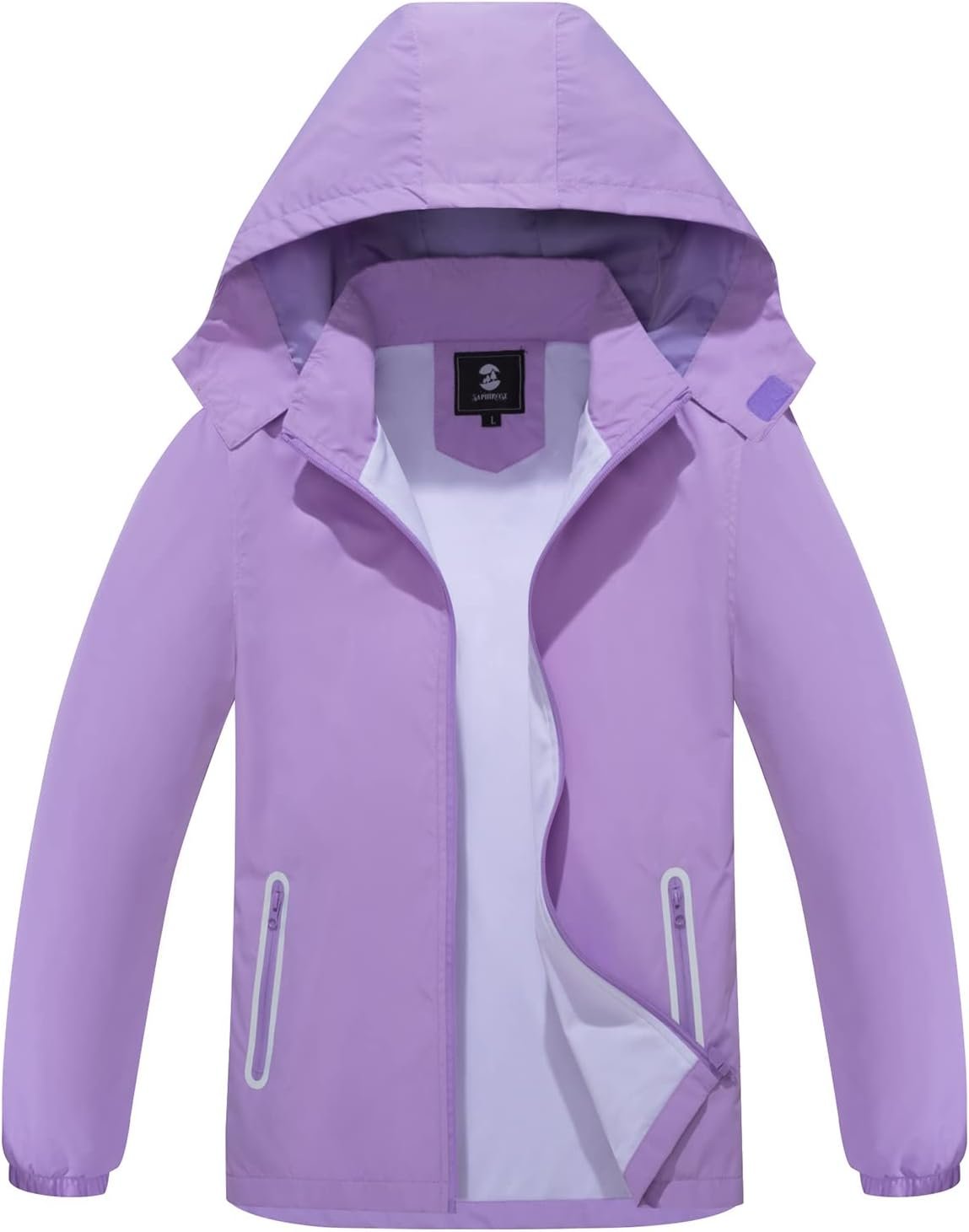 SaphiRose Kids Waterproof Rain Jacket Mesh Lined with Removable Hood | Lightweight rain coat, windproof, breathable, school, camping, travel, outdoor play, boys and girls