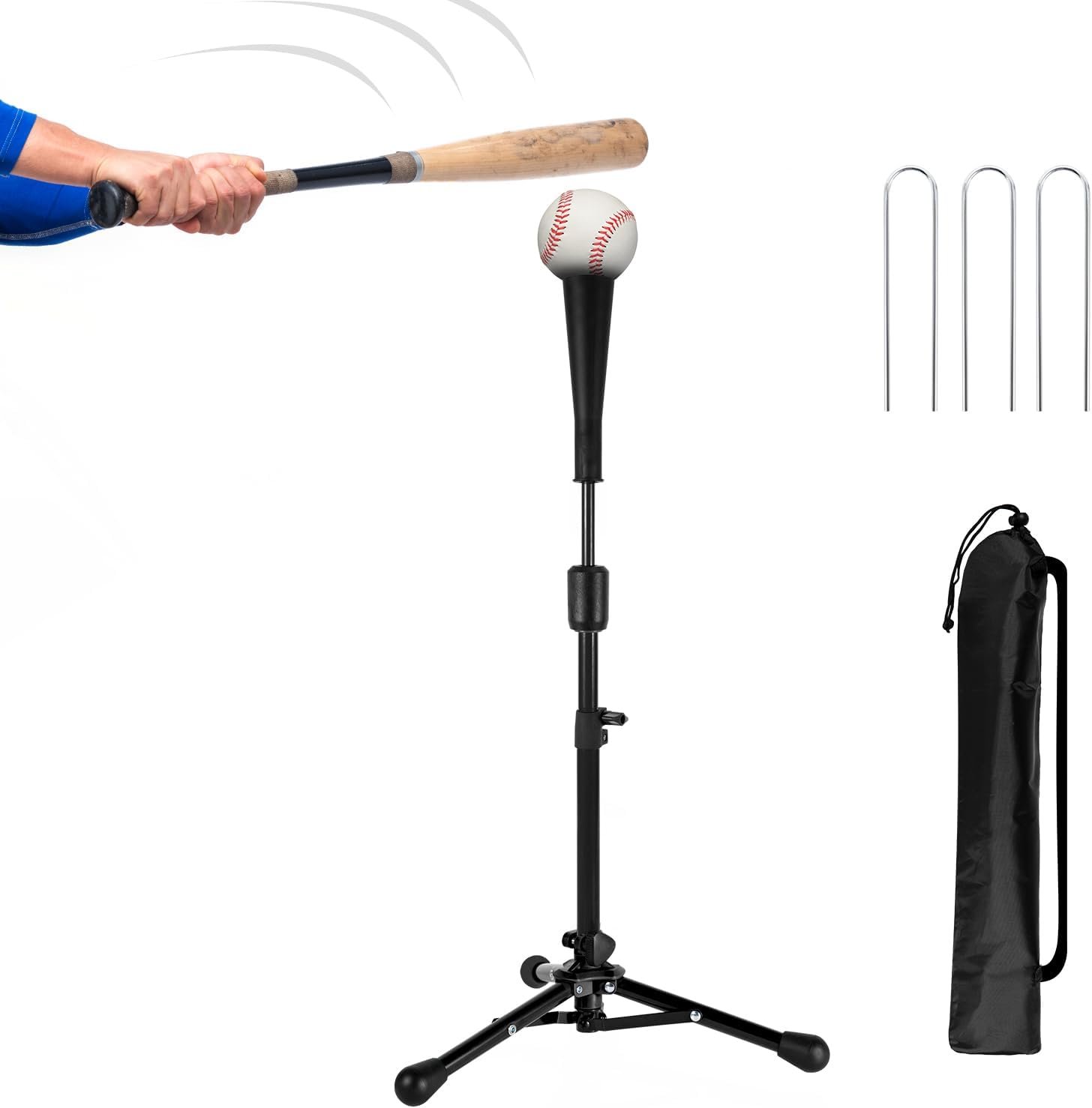 23.5 to 39.76 Inches Baseball Tee for Kids, Batting Tees for Baseball with Carry Bag, Portable Stable Tanner Tee, Baseball Training Equipment Aged 5-12, Softball Tee for Batting and Hitting