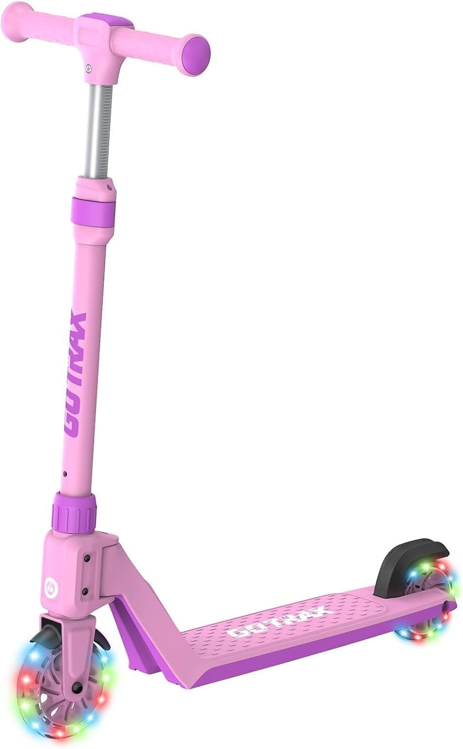 Gotrax K03 Kids Kick Scooter, LED Light, 2 Wheels for Boys & Girls 3+, Gift | Adjustable Handlebar, Easy Assembly, Lightweight, ABEC-7 Bearings, Wide Anti-Slip Deck, Rear Brake, Max Load 110 lbs, Pink