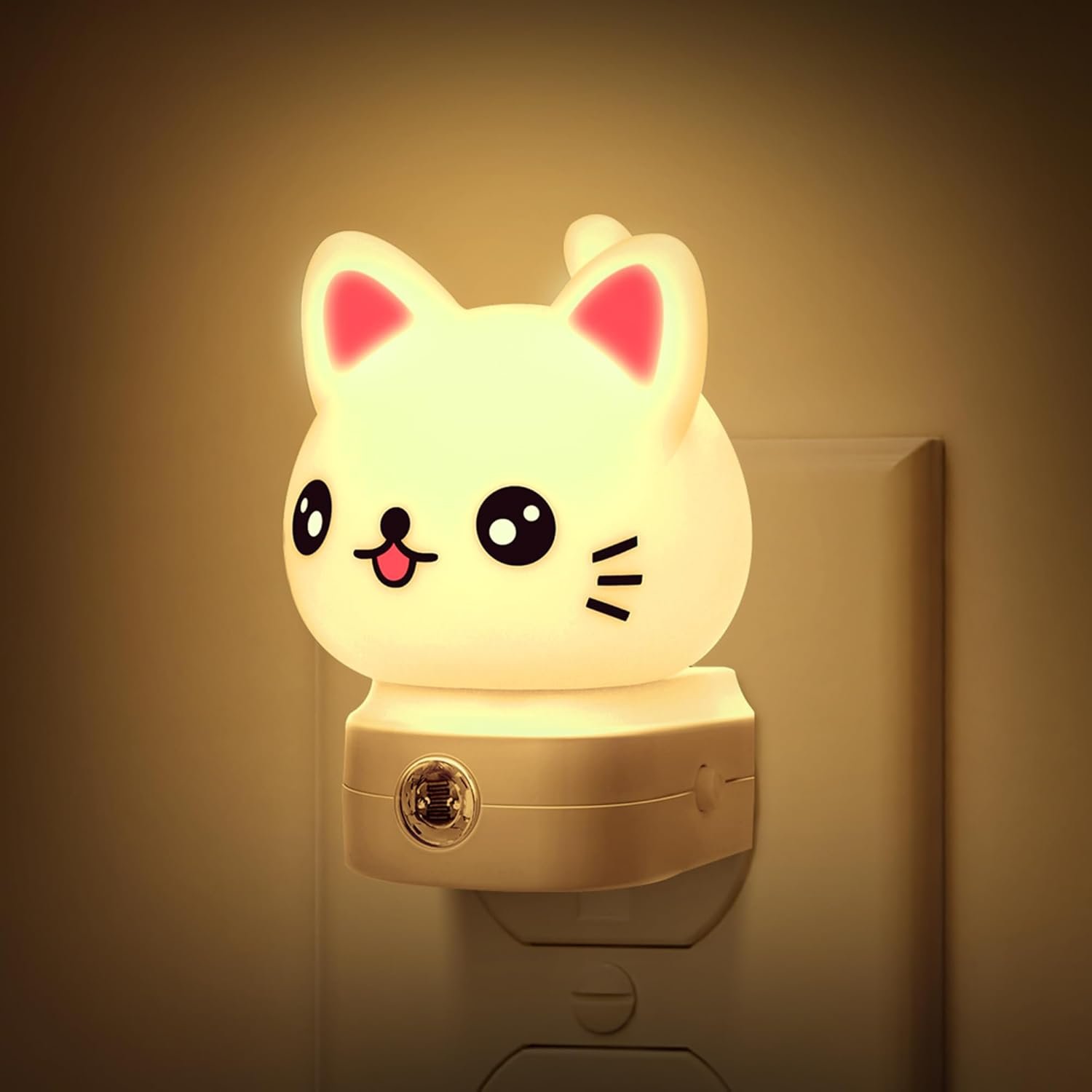 DORESshop Cat Night Lights Plug Into Wall,Cute Night Light for Kids | 8-Color RGB Kids Night Light with Dusk to Dawn Sensor,Nightlight for Kids Room Bathroom Bedroom Decor Children Gift
