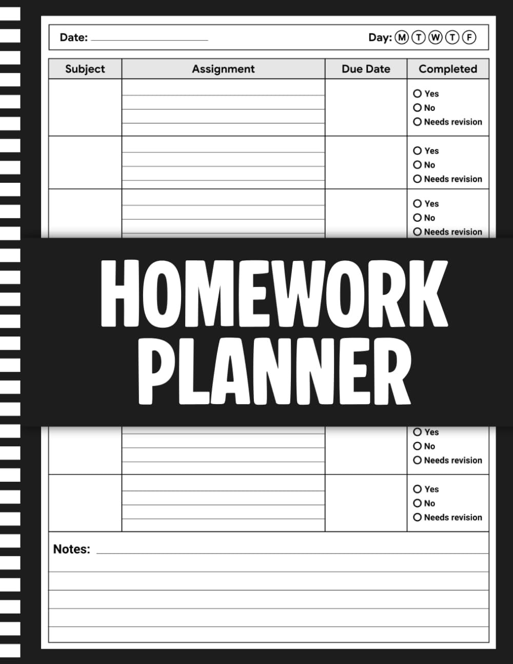 Homework Planner for ADHD Students: Undated Assignment Tracker Notebook for Elementary, Middle, High School Boys and Girls, Assignment Journal Notebook for for Kids & Teens