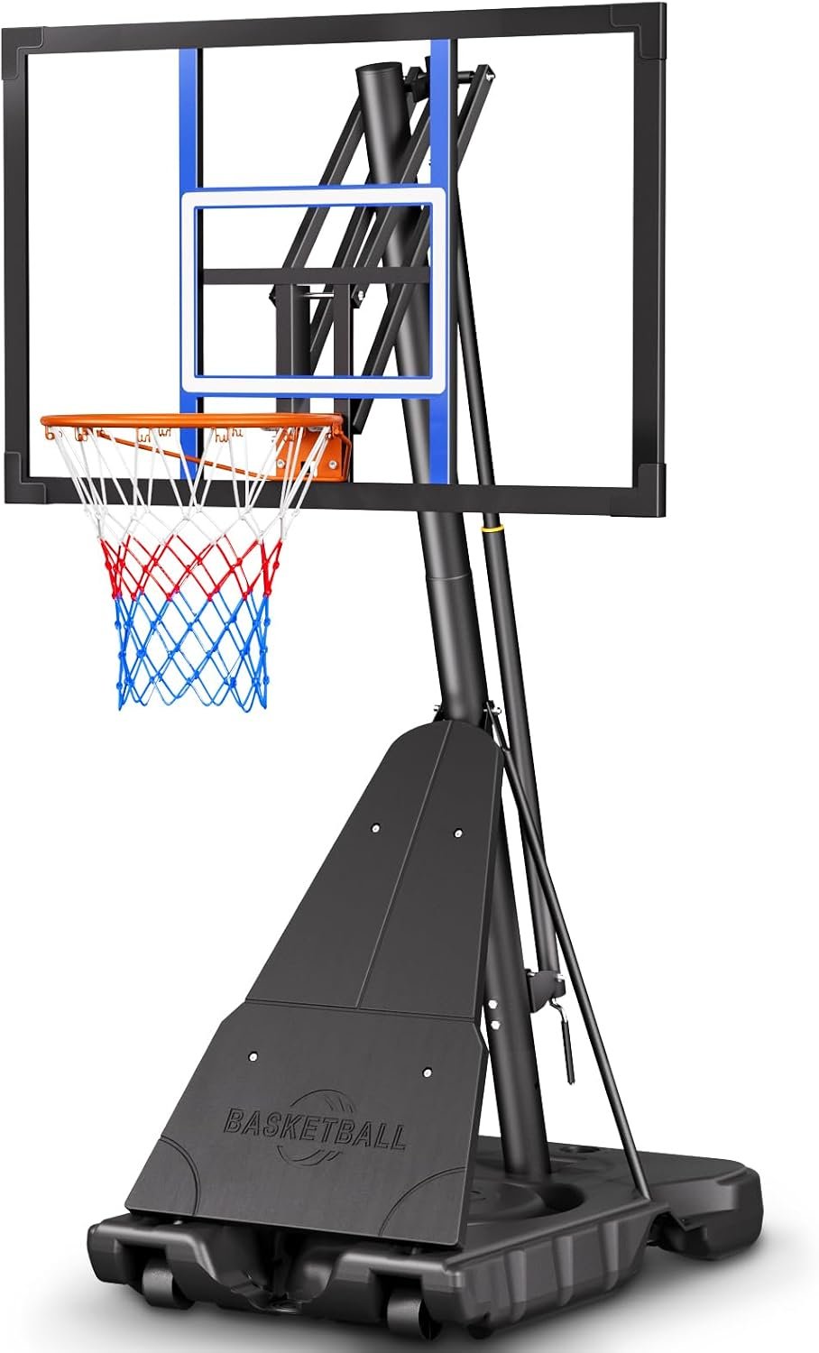 Asbest Adjustable Basketball Hoop Outdoor 10FT with 44/48 Inch Backboard, Portable Basketball Hoops & Goals Outdoor with Stepless Crank, for Youth Adults Kids