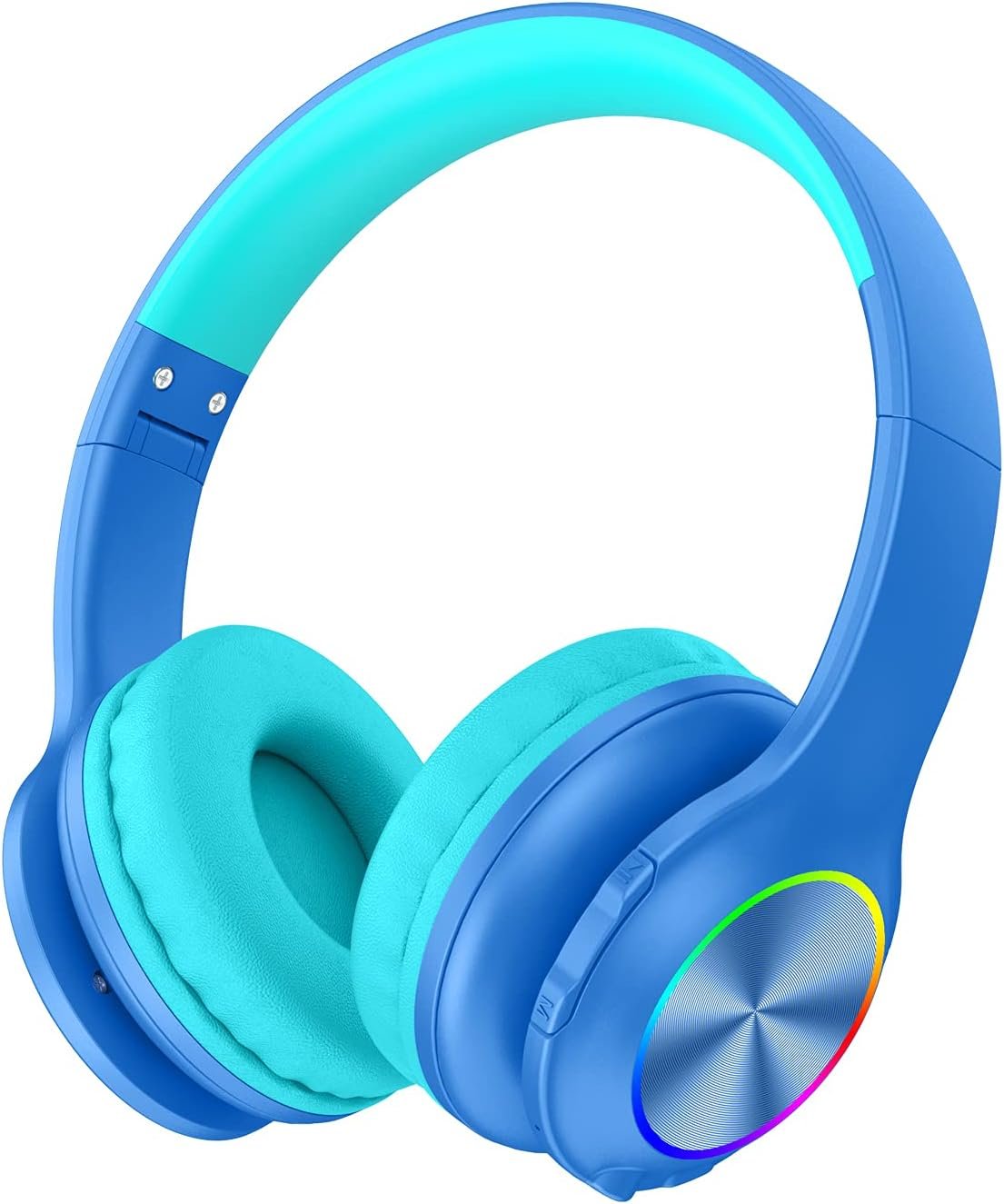 Candy Bila Kids Bluetooth 6.0 Headphones, LED Light, 85Hours Playtimes | Type-C Fast Charging, 85/94dB Volume Limited, Comfort Wireless Headphones with Built-in Mic, Wired & TF Card Mode, Blue