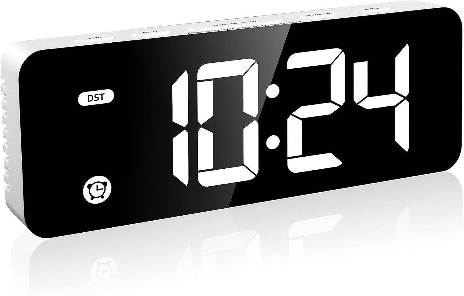 Small Digital Alarm Clock for Kids with Dimmable Backlight Volume White | Time Display in 12 or 24 Hour Format, Snooze DST Function, Adjustable Volume and Backlight