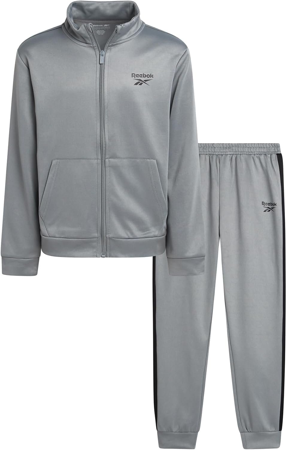 Reebok Boys 2-Piece Tricot Tracksuit with Full-Zip Jacket & Joggers Set | Fleece-Lined Warmth, Mock-Neck Collar, Elastic Waistband with Secure Ankle Cuffs, Easy Stretch for Play, School or Gym Days