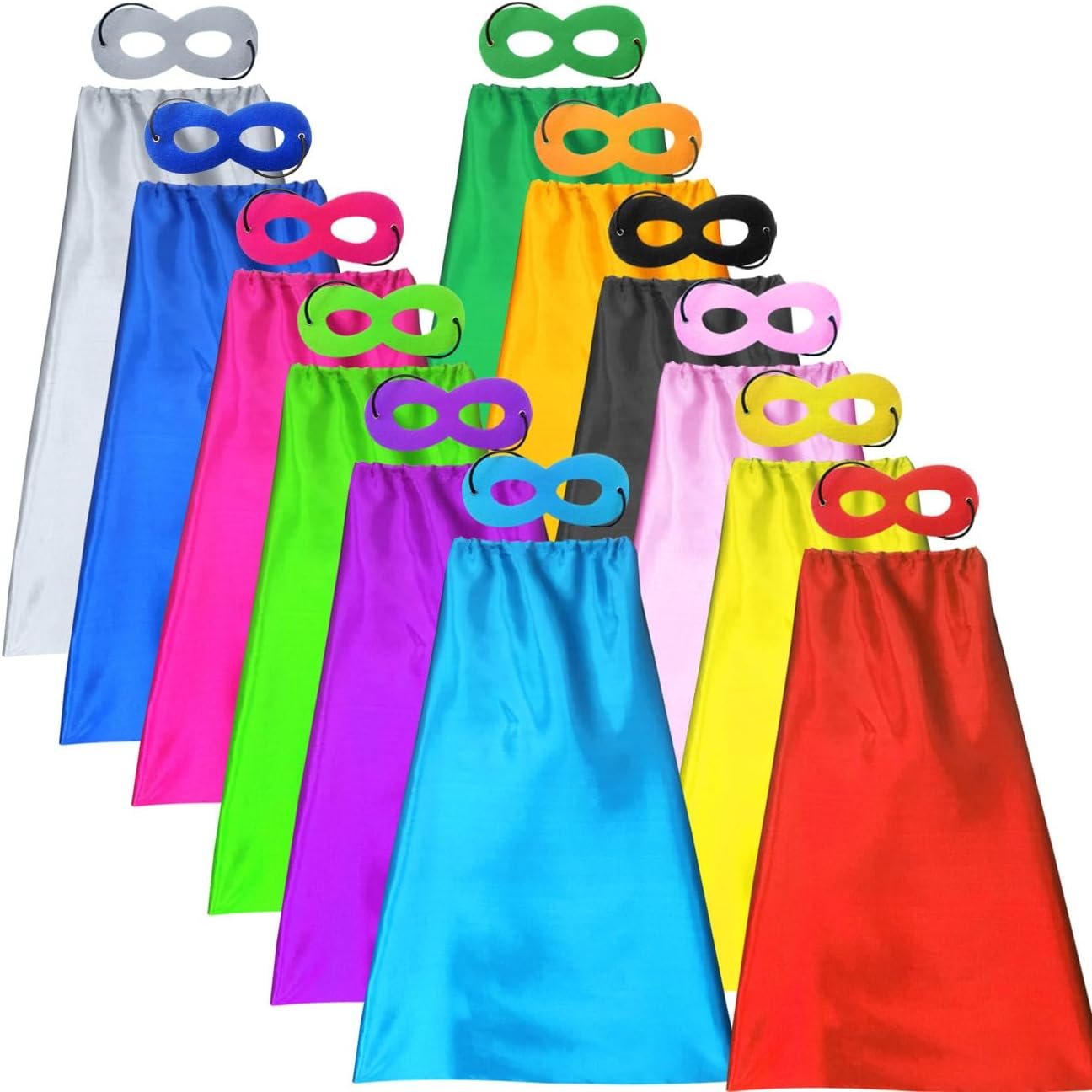 ADJOY Kids Superhero Capes and Masks Birthday Party Dress Up Capes Costume – Mixed Colors