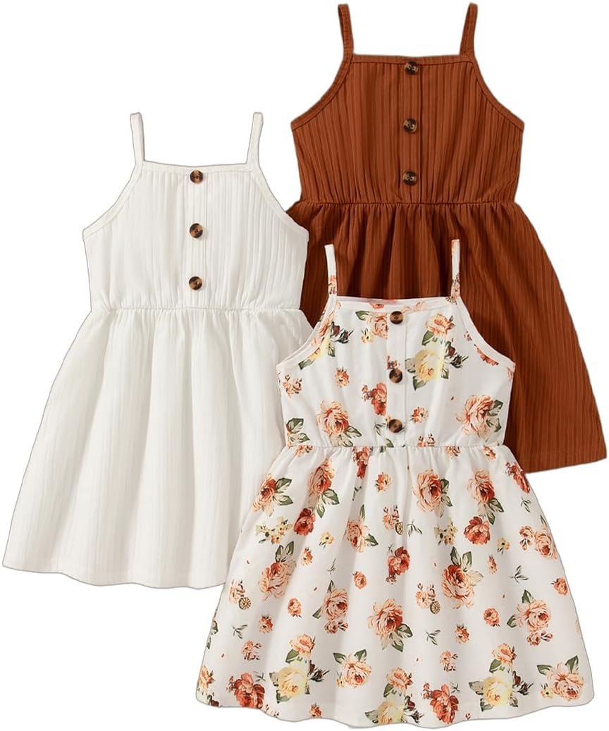 Girls Dresses Toddler Girls Dress 3-Pack Casual Party Print Skater A-line Dress Sundress