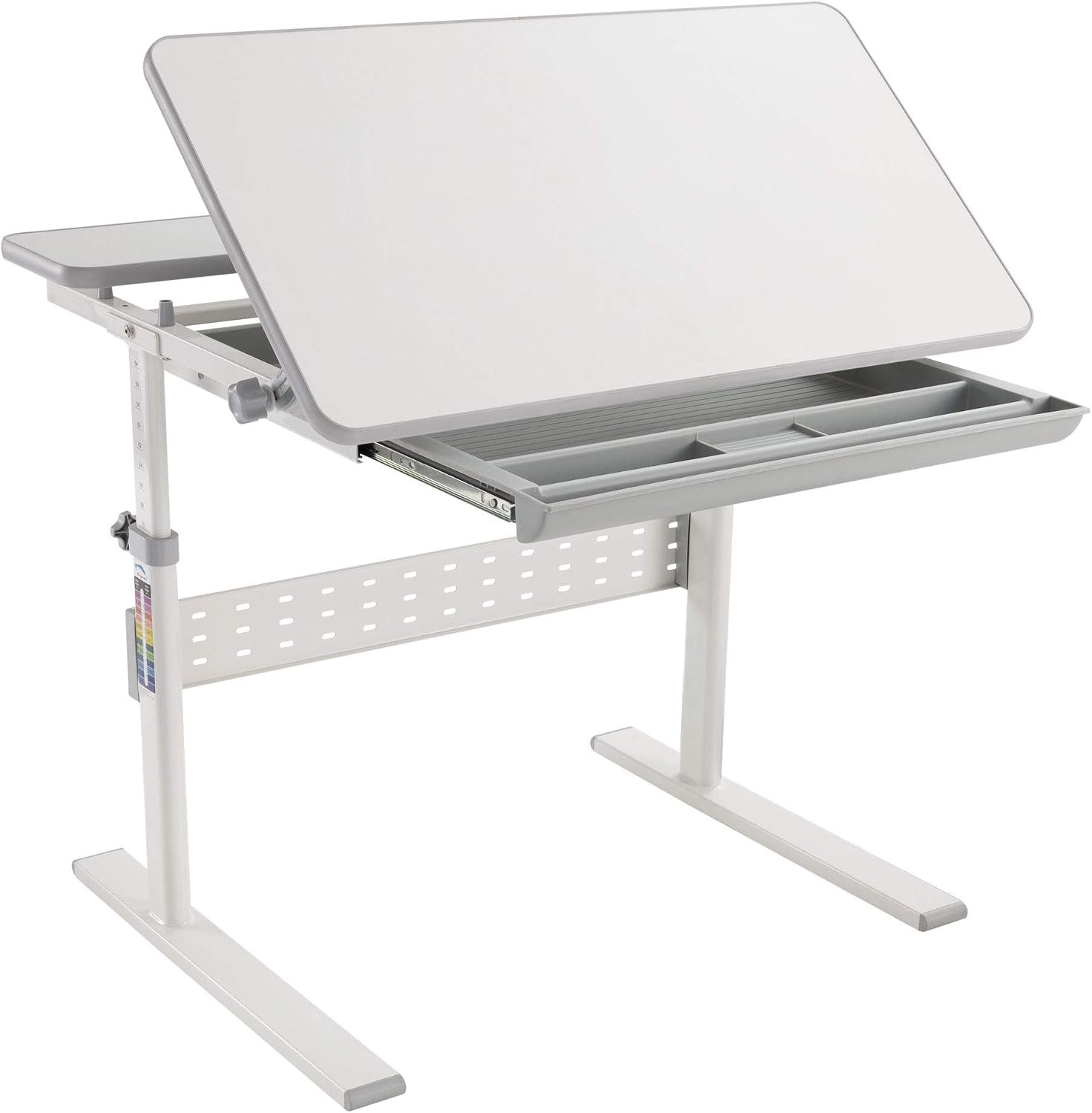 Mount-It! Kids Adjustable Desk with Tilting Desktop, Height Adjustable Study Table with Storage Drawer, Ergonomic Desk for Writing, Drawing & Homework, 31.5″ x 26″ Desktop Size (Gray)