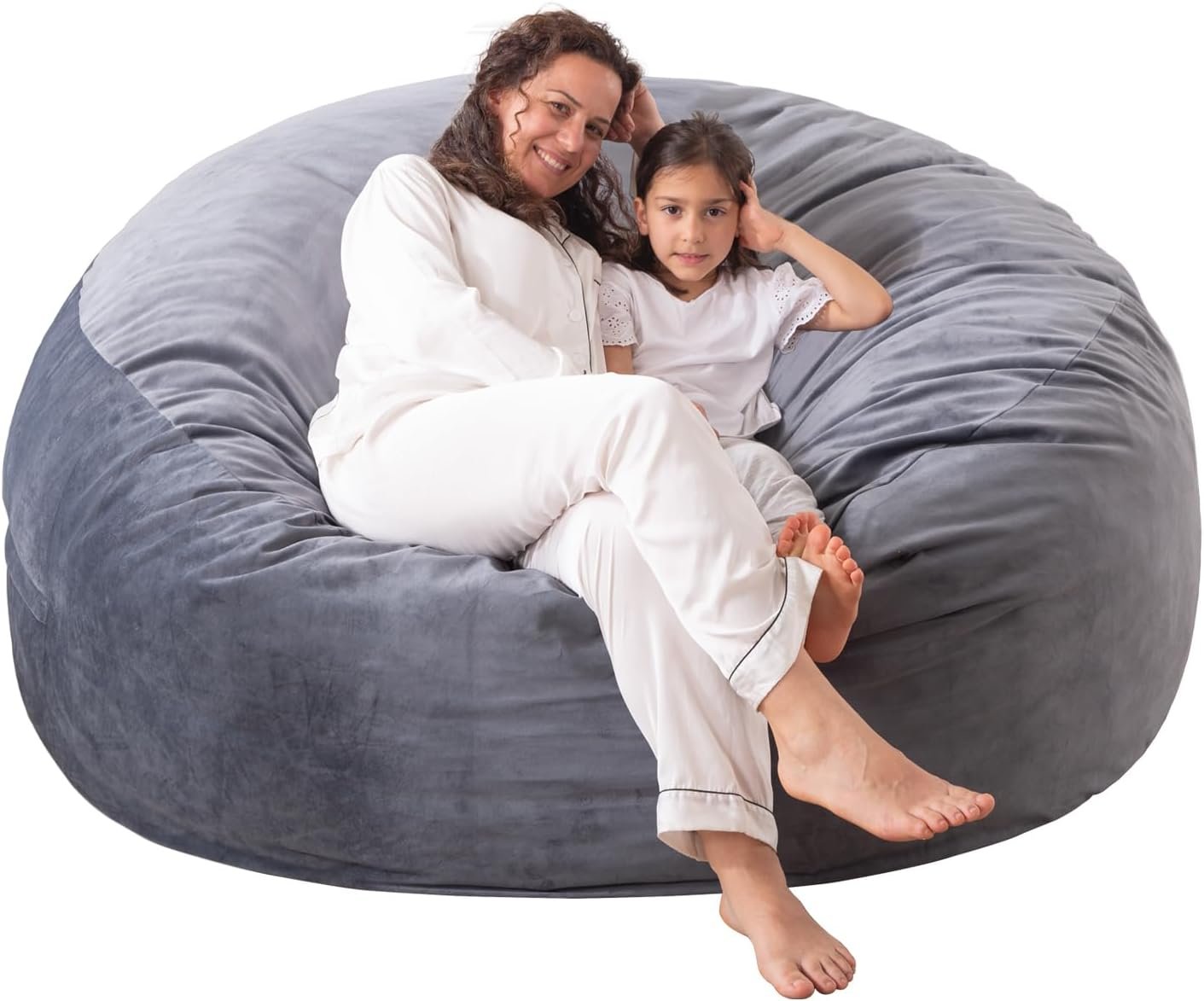 3 ft Bean Bag Chair,Large Bean Bag Chairs for Adults,3 Foot,Dark Grey | Memory Foam Filling,Bean Bag Sofa for Living Room,Ultra Soft Velvet Fabric,Pull-Handle,Side-Pocket