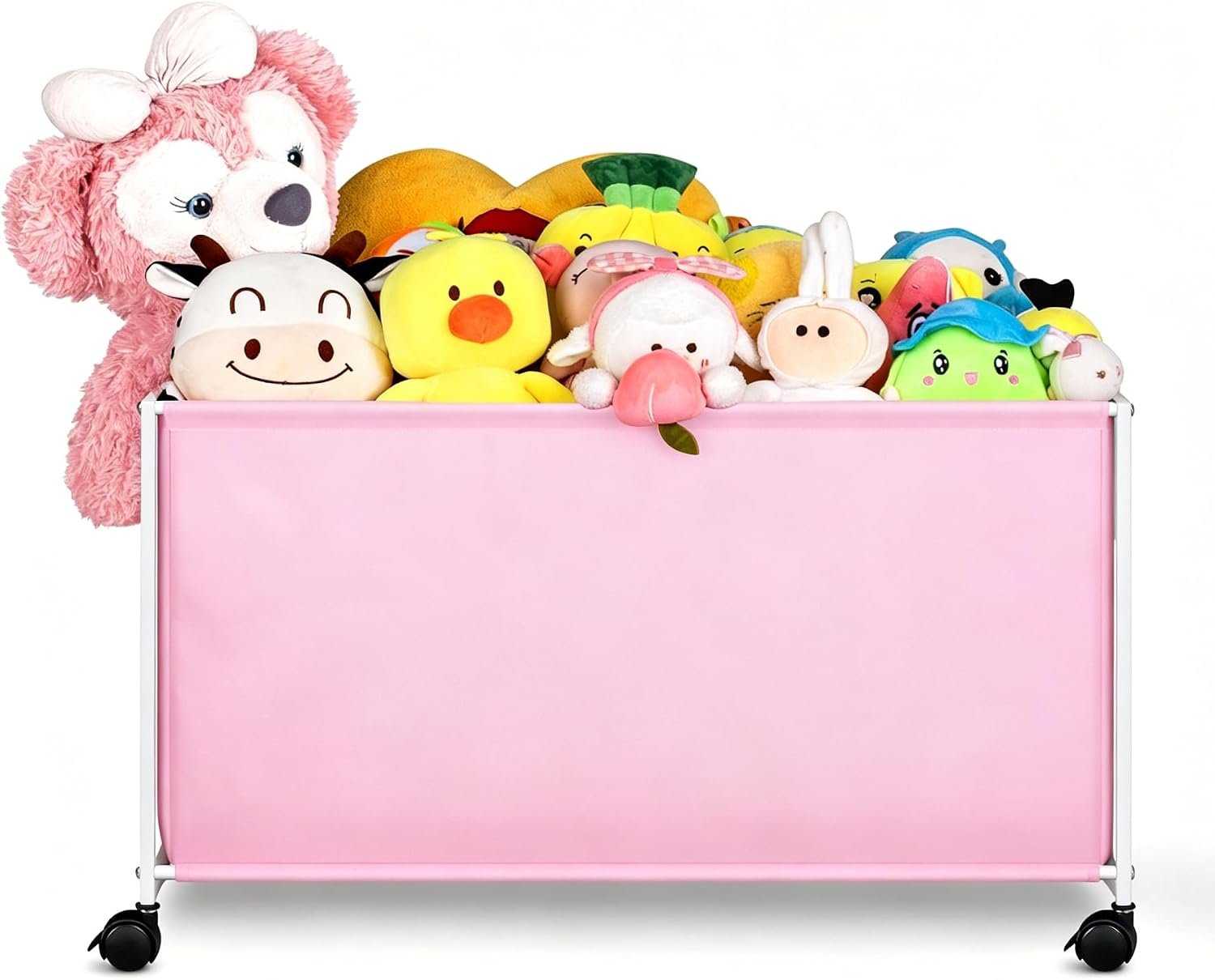MISSLO Large Box for Girls with Wheels Chest for Storage Organizer Big Bin, 124L, Pink