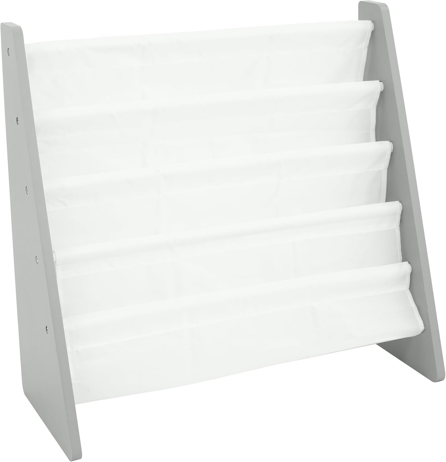 Humble Crew Kids Bookshelf, Montessori Front Facing Toddler Bookcase 4 Tier | Book display rack and reading nook organizer, nylon pockets show covers face out, compact for any playroom or bedroom space