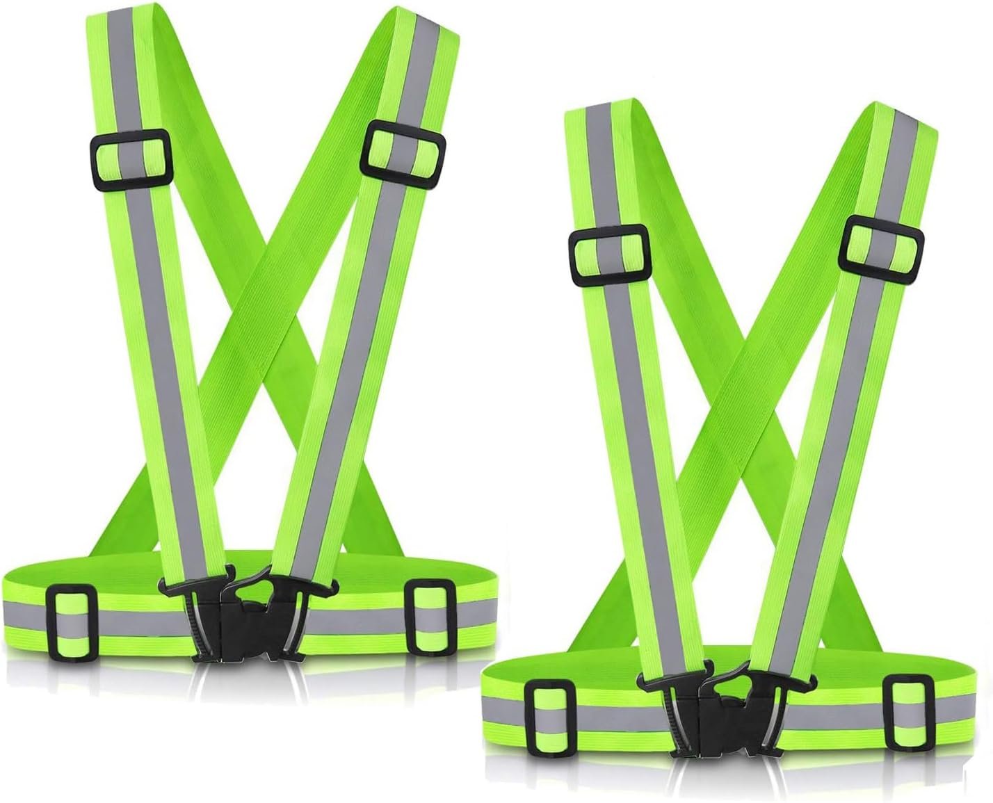 Reflective Vest Running Gear, 2Pack High Visible Safety VES for Cycling Jogging Running Walking, Adjustable for Men Women