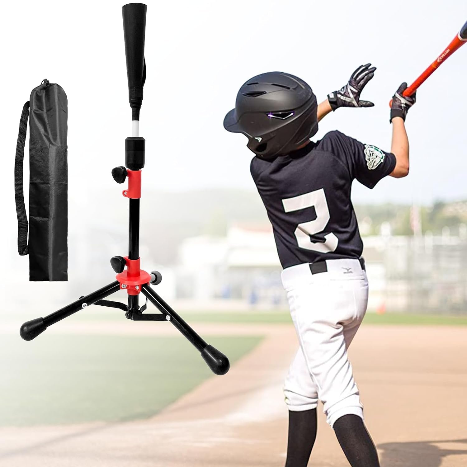 Portable Batting Tee for Baseball/Softball,Tball Set for Toddlers 3-5 Tee Ball Set with Carry Bag, Portable Stable Tanner Tee, Baseball Training Equipment Aged 3-12