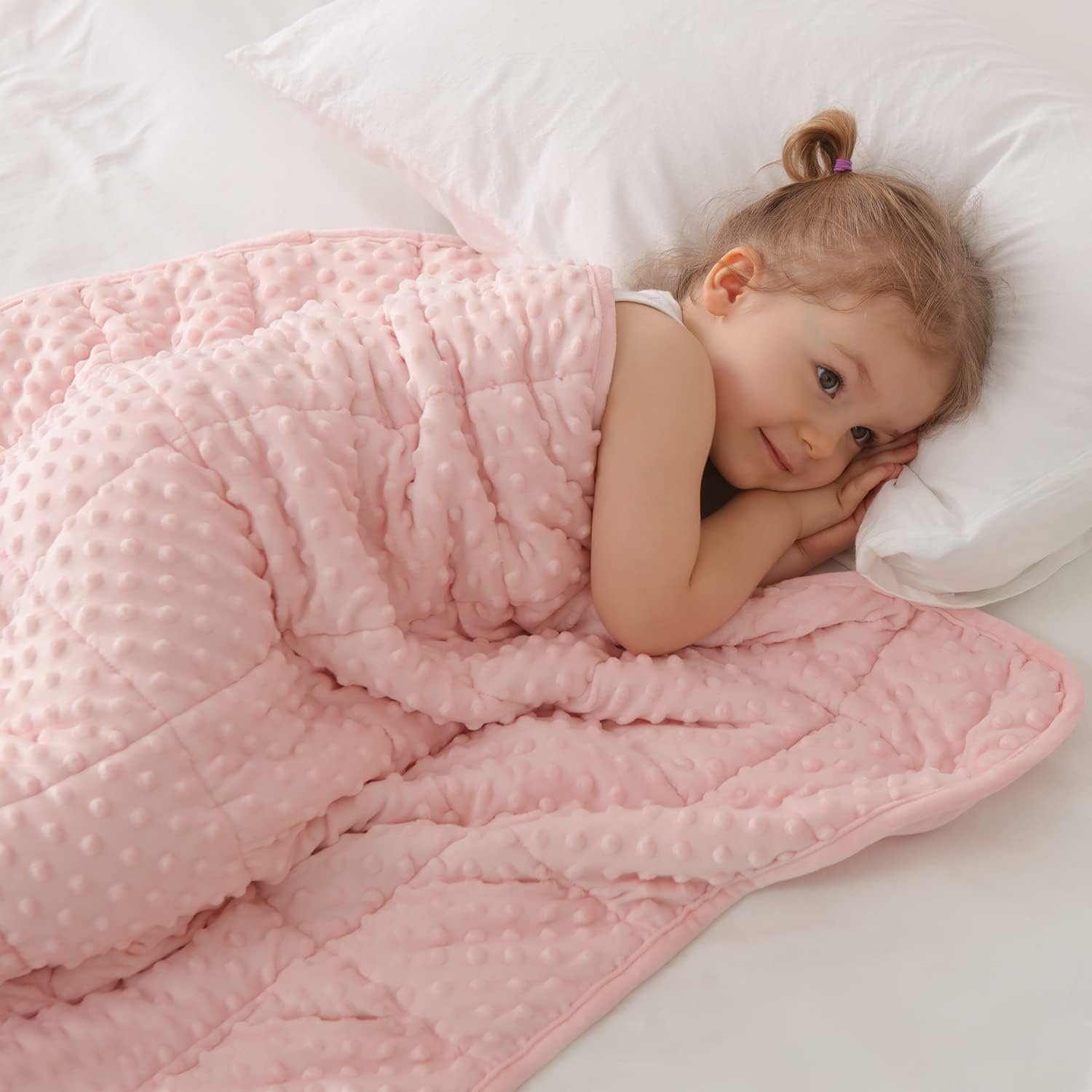 Kids Weighted Blanket Twin 7lbs (41″×60″,Pink) Breathable Soft Minky Weighted Throw Blanket for All Season,Heavy Blanket with Premium Glass Beads