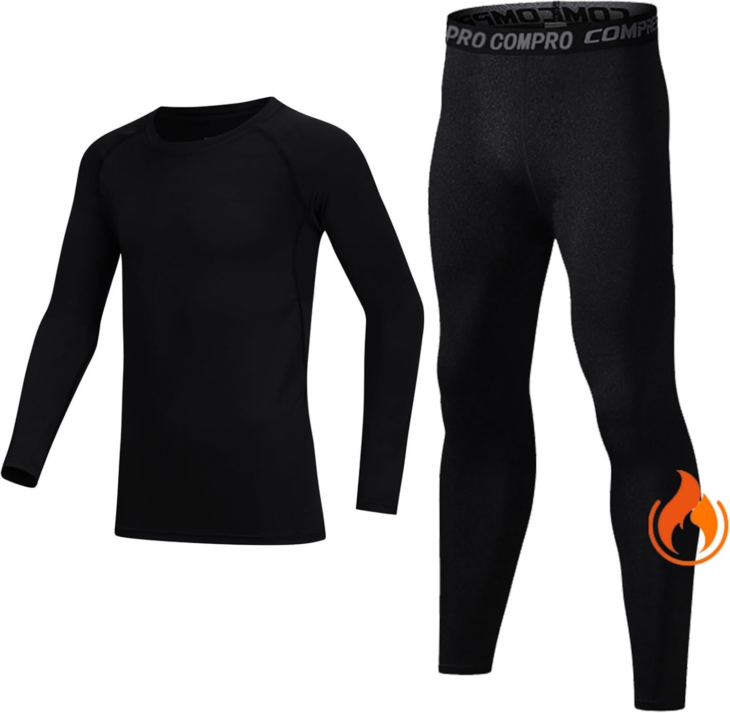 Boys Compression Shirt Long Sleeve Suit Youth Undershirts Kids Football Baseball Baselayer Cold Gear Quick Dry Black