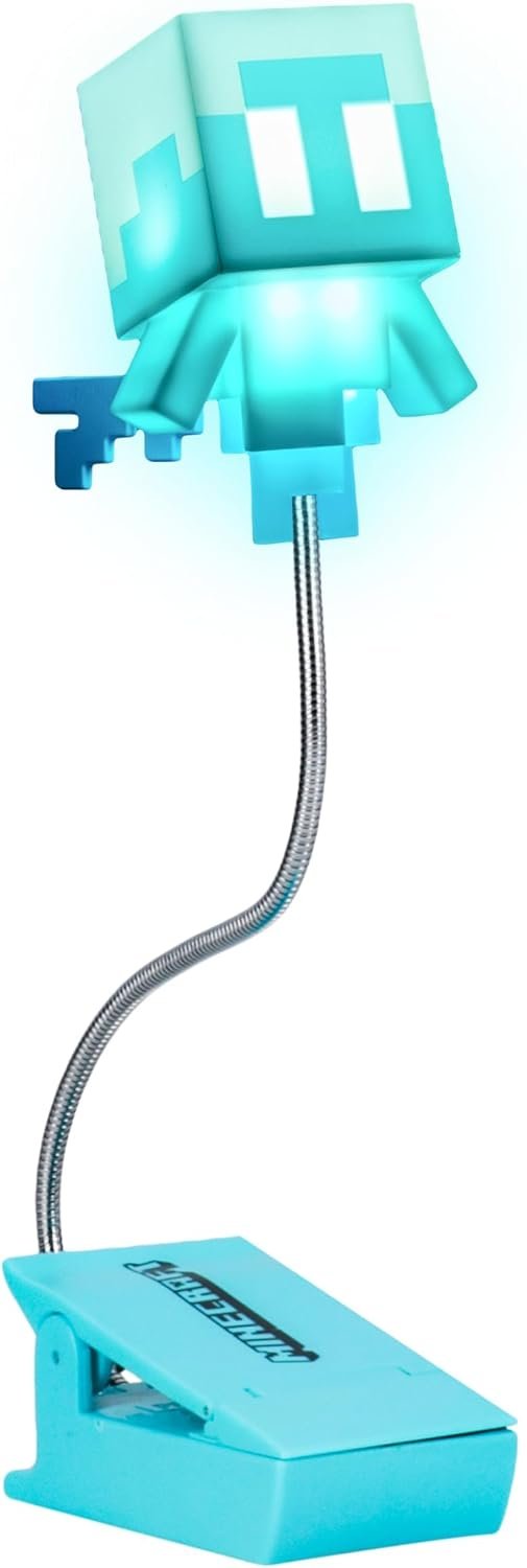 Paladone Minecraft Allay Clip On Book Light – Officially Licensed Reading Light, Clip Lamp Design with Flexible Cable, Featuring Allay Mob Shaped Head, 3 Light Modes, Battery Powered