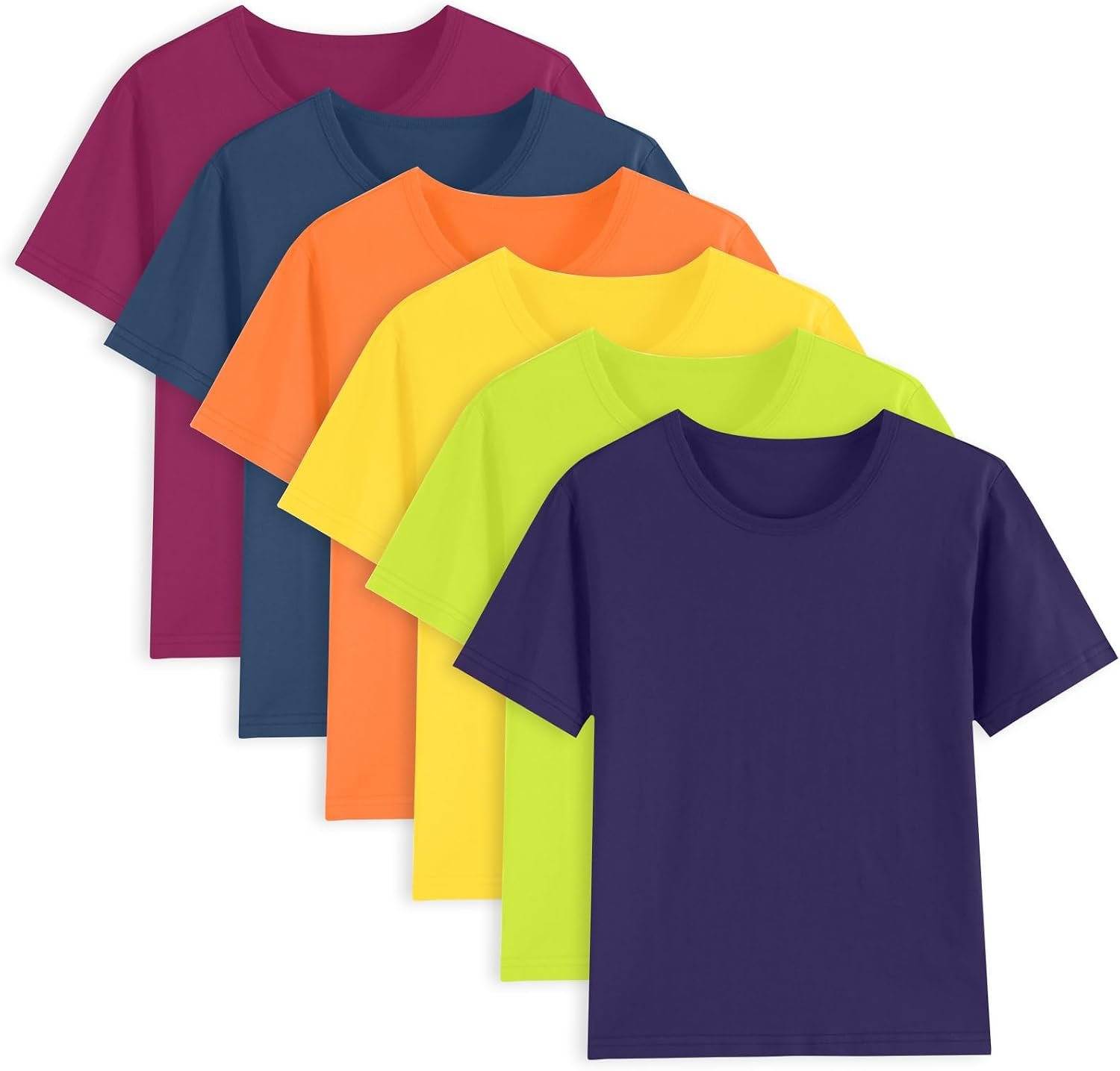 6 Pack Boys Cotton Short Sleeve T-Shirt Kids Basic Summer Tops for Toddler