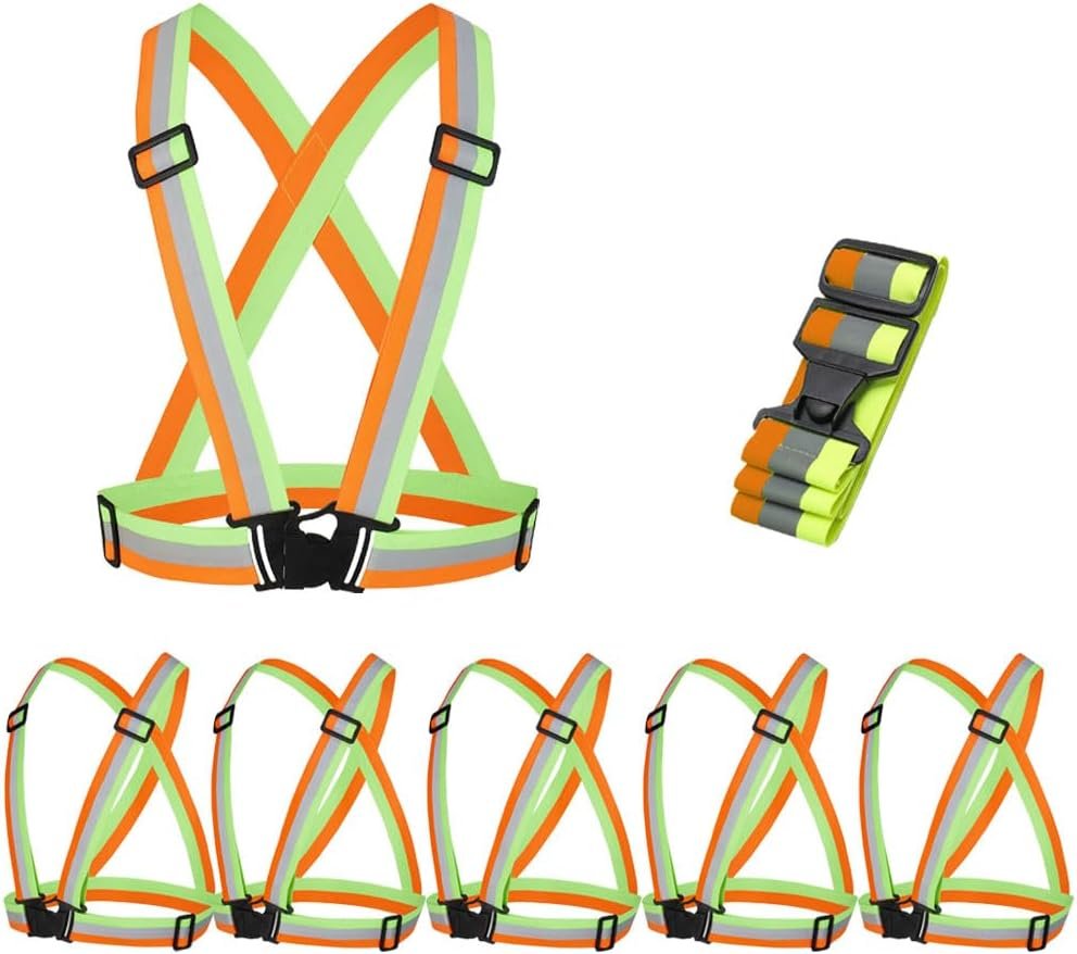5 Pack Reflective Safety Vest for women, men and kids, Lightweight & Adjustable hi vis vest for Running, Cycling, Rucking