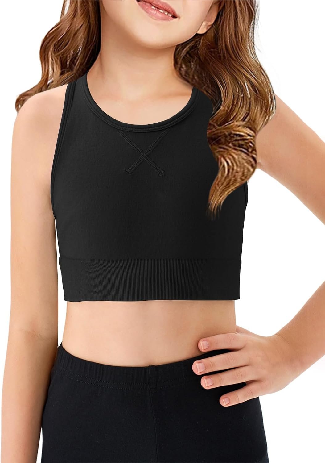 Haloumoning Girls Training Bra Athletic Sports Bra for Kids Racerback Dance Yoga Crop Tops 7-14 Years