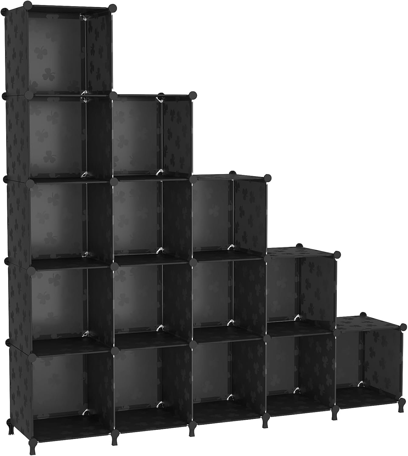 UNKU 16 Cube Storage Organizer,Closet Organizer Storage Shelves,Black | DIY Stackable Bookcase, Clothes Organizer Shelf for Closet, Bedroom, Living Room, Cabinet, Home, Office