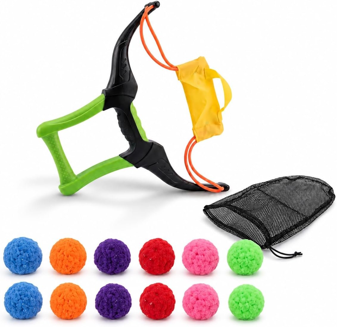 Reusable Water Balloon Launcher Set, Solo Bow-Style Kit with 12 Water Balls | Beginner solo water play set with 1 bow-style launcher and 12 reusable water balls for pool, beach, or backyard fun
