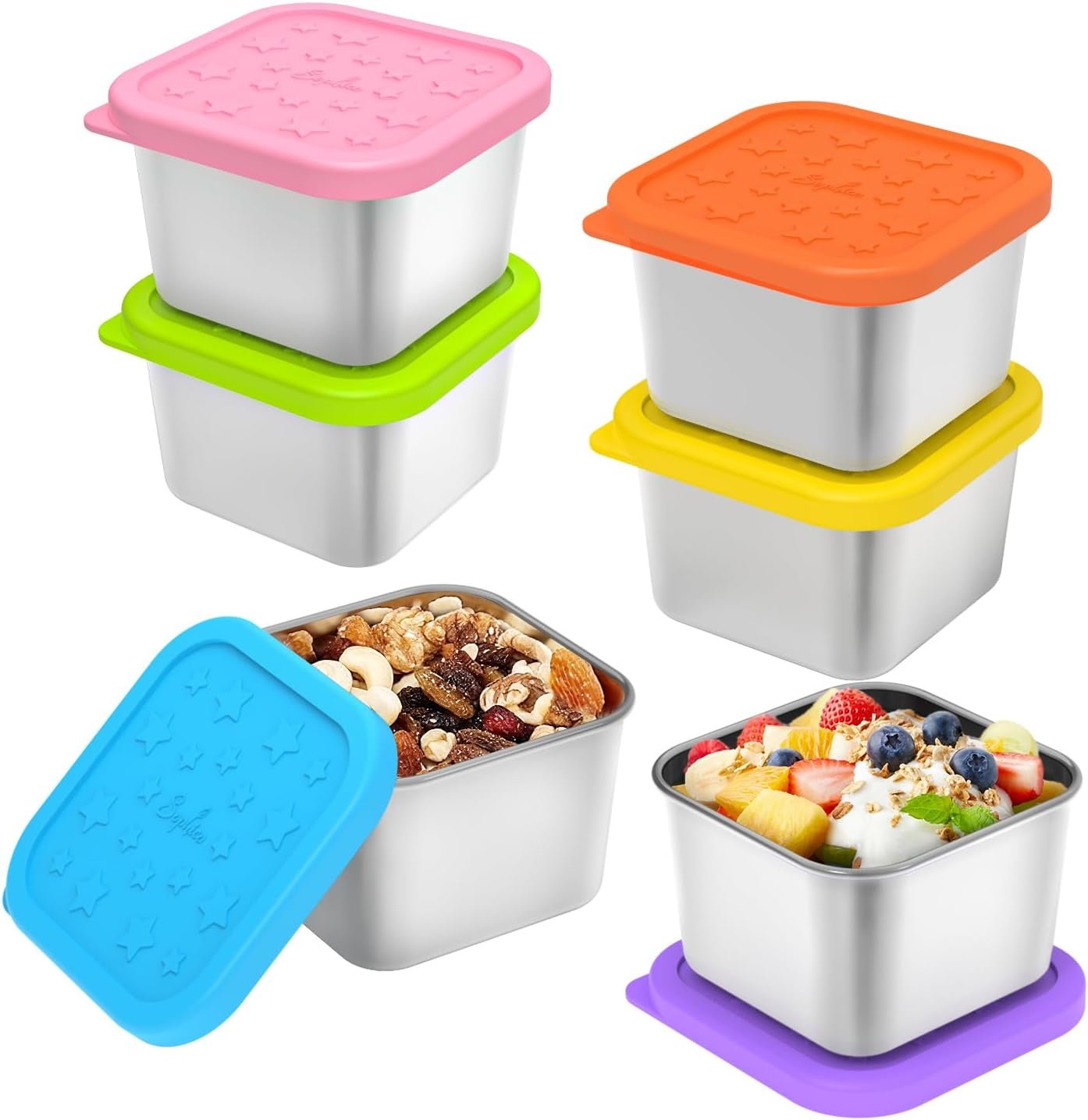 SOPHICO 6oz Kid Snack Containers with Silicone Lid, School Food Storage Box | Toddler Lunch Box,for Daycare, School and Travel