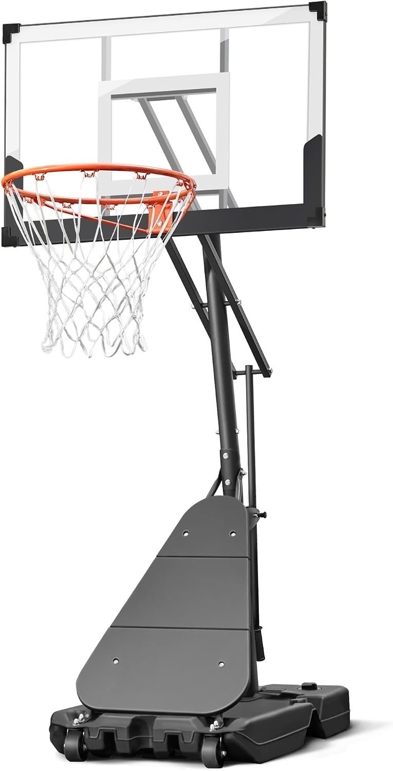 Seray Basketball Hoop 40Inch Shatterproof Backboard, 3.4-10FT Height Adjustable, Rust-Resistant Poolside Goal with Rebounder, Portable Court for Kids Teens Adults, Indoor & Outdoor 18″ Steel Rim
