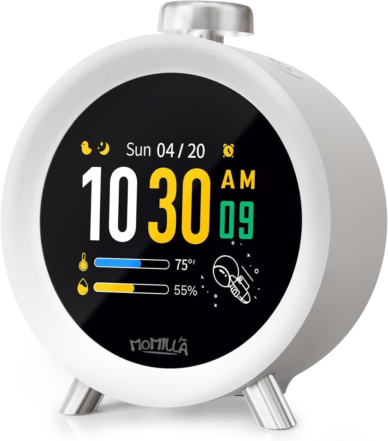 MOMILLA Alarm Clocks for Bedrooms, 2.8″ Color Display, 4 Alarms Kids Adults | Kids Alarm Clock for Heavy Sleepers, 7-Day Programmable Clocks, Digital White Noise Sound Machine, Easy to Set, Hourly Chime
