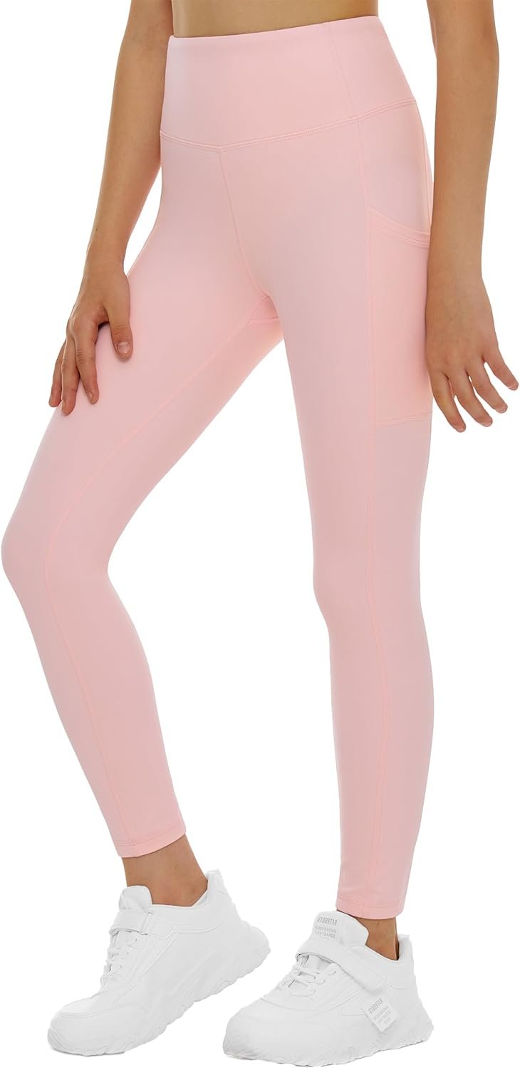 THE GYM PEOPLE Girls Workout Leggings High Waist Kid Dance Yoga Tight Pants | High Waist, Tight Fit, Soft Stretch Fabric, Side Pockets, Full Length, Lightweight, Athletic Leggings for School, Daily