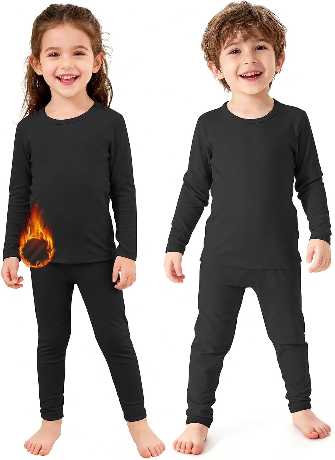 Zando 2 Set Kids Thermal Underwear Set Winter Warm Toddler Long Johns 2-5T | Cozy Fleece Lined Kids Thermal Top and Bottom Set for Sleeping Skiing and Cold Days, Base Layer for Boys Girls