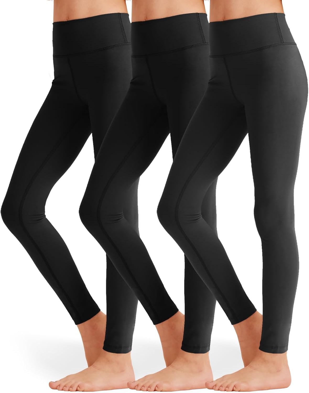 3 Pack Girls Athletic Leggings, High Waisted Ankle Yoga Pants for Kids | Machine Wash, Squat Proof Coverage, Buttery Soft Fabric, Stay Put Waistband, Flexible Stretch Comfort, School, Dance and Play