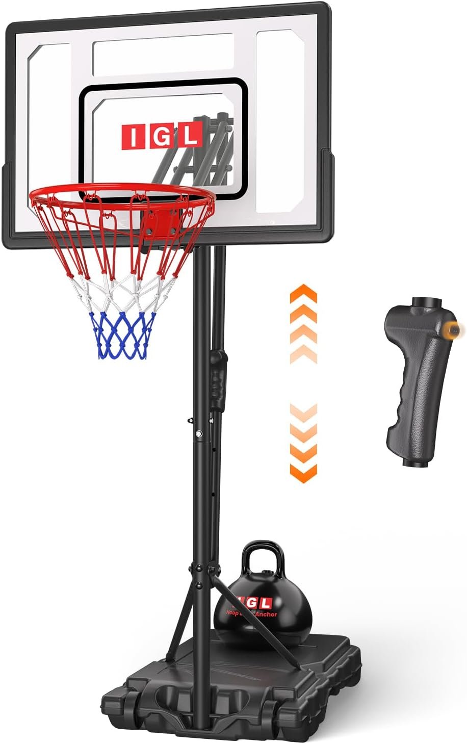 Kids Basketball Hoop Outdoor | 4-8.5ft Adjustable Height | 33″ Shatterproof Backboard | Fillable Base & Extra Anchor | Portable Goal w/Wheels for Backyard Driveway