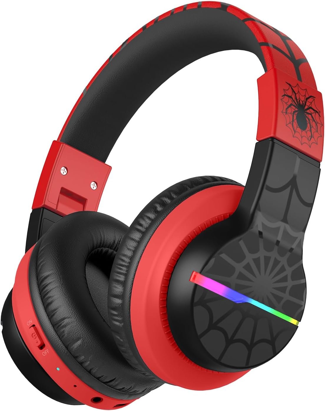 iClever BTH12 Kids Bluetooth Headphones 85H Playtime with LED Lights Travel | SafeSound Tech, Stereo Sound, USB C Charging AUX Cable Over Ear Built-in Mic, Kids Wireless Headphones for Toddler Boys Girls