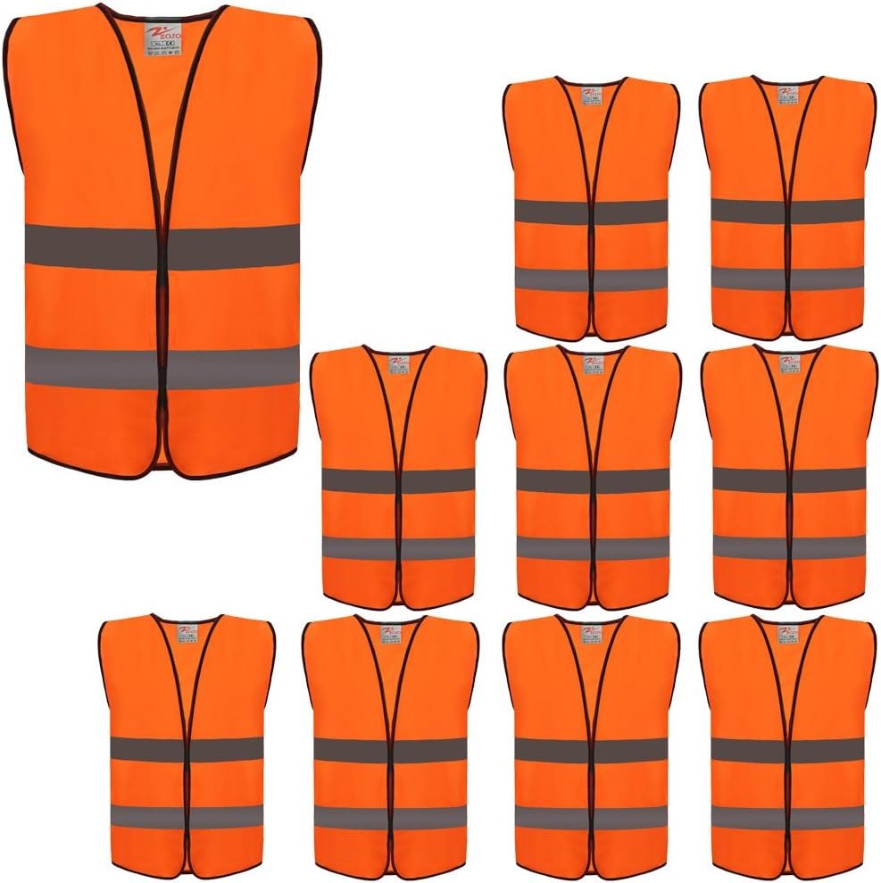 zojo Kids High Visibility reflective safety vest 10 bulk | Lightweight,Hi Vis Strip,Breathable Fabric,Cycling,Hiking,Skating,Running,School commute,Outdoor Activities,Wholesale,Unisex