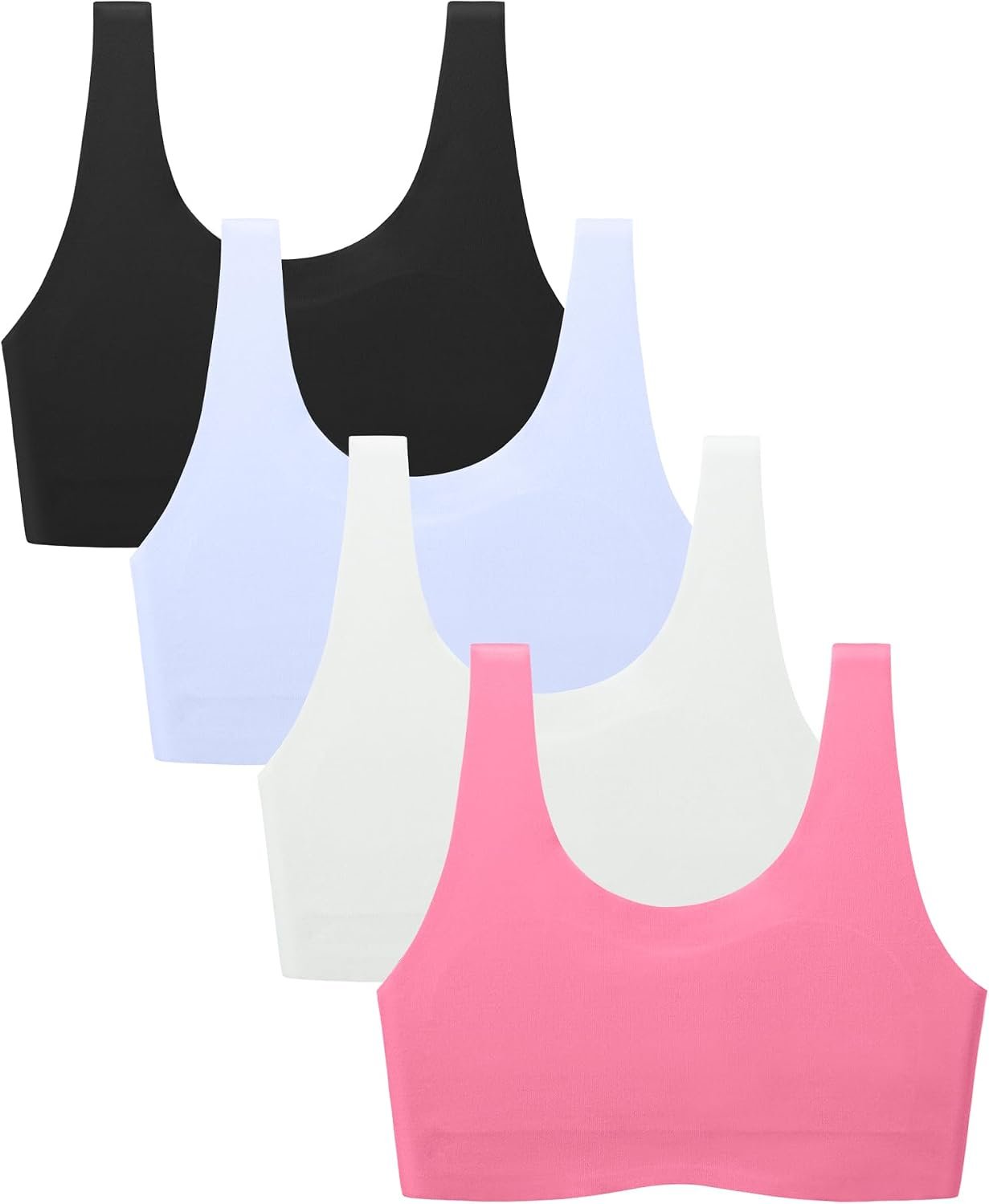 Sascina Training Bras for Girls 7-8, 8-10, 10-12 Seamless Girls Sports Bras | Soft Double-Layer Coverage, Cute Colors, Beginner-Friendly Fit—an Ideal First Bra for Everyday Wear and Light Activities